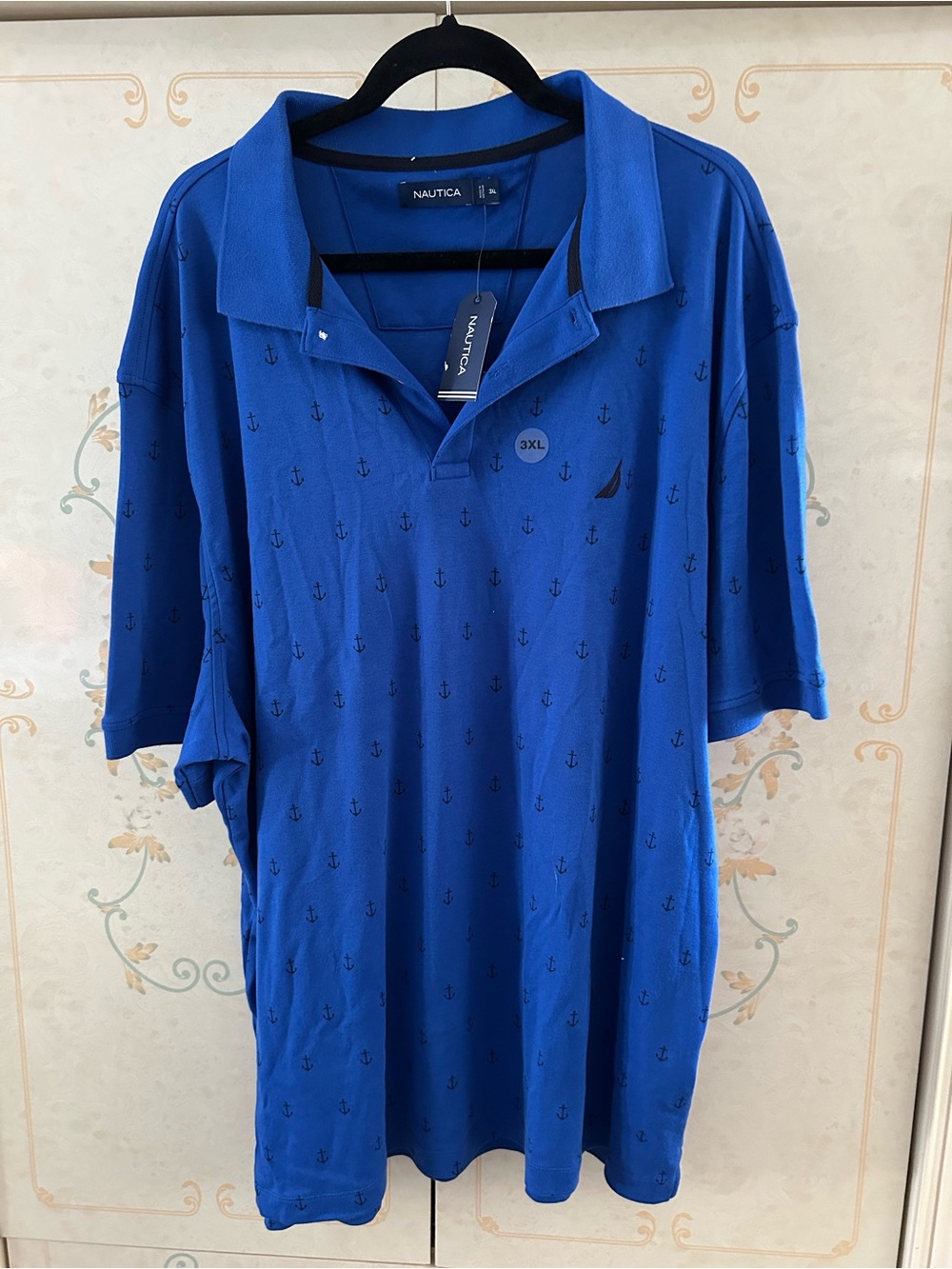 Nautica Royal Blue Anchor-Print Polo Shirt